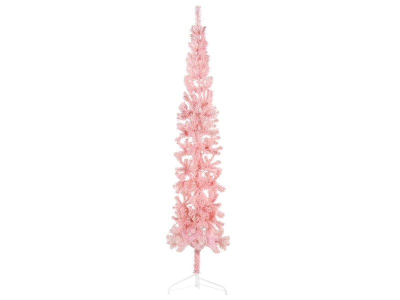  Demi sapin de noël, arbre de noël artificiel mince avec support rose 240 cm  - Conforama B