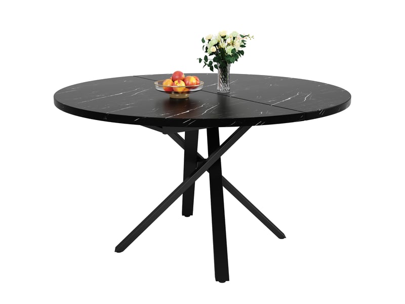  Ensemble repas 5 pièces avec table extensible 100 à 140cm et 4 chaises, pour 4 à 6 personnes, noir Bliss Lite - Conforama E