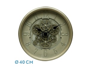 Horloge murale fabrilamp alosno 40 x 40 cm cuir engrenages mobiles