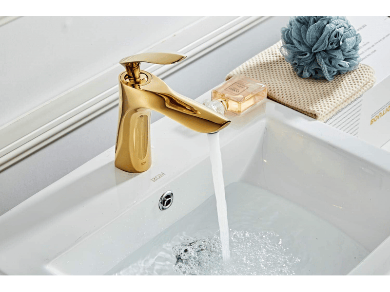  Mitigeur lavabo salle de bain en laiton avec finition or chrome doré – élégant et durable  - Conforama C