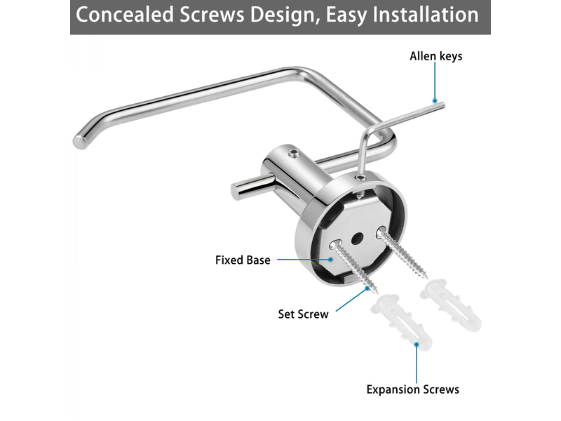  Porte-papier toilette, support mural en acier inoxydable 304 de qualité supérieure pour salle de bain, cuisine, toilettes (chromé)  - Conforama C