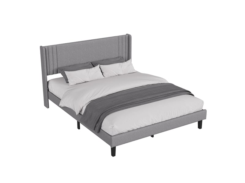  Lit coffre 160x200cm - lit 2 places - avec led - velours - beige, sommier à lattes (matelas non inclus)  - Conforama A