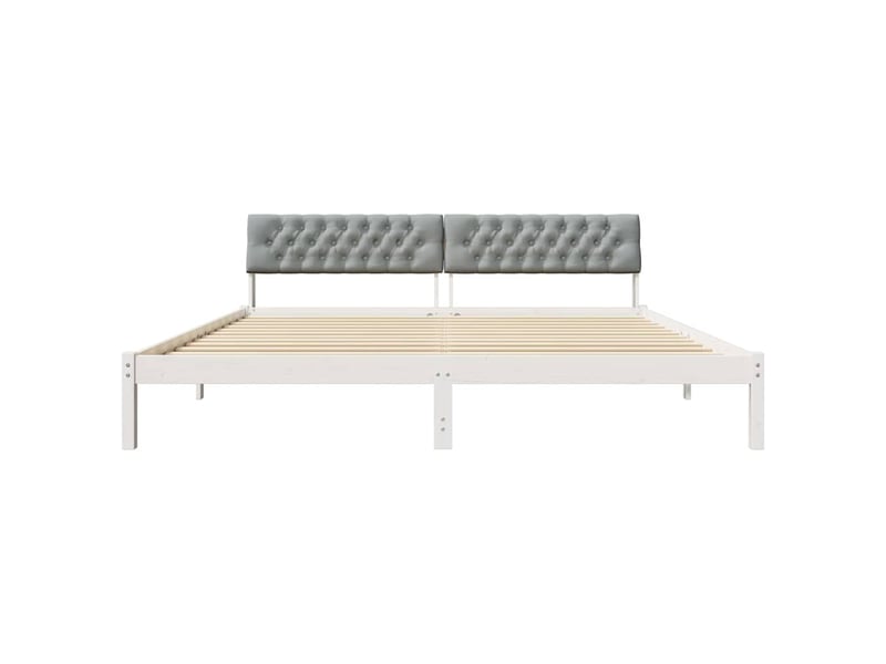 Lit double- lit adulte - cadre de lit avec tête de lit blanc et gris clair 200 x 200 cm - Conforama D