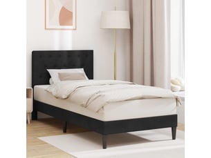 Lit adulte, lit simple, cadre de lit avec tête de lit noir 90x200cm velours cf3393