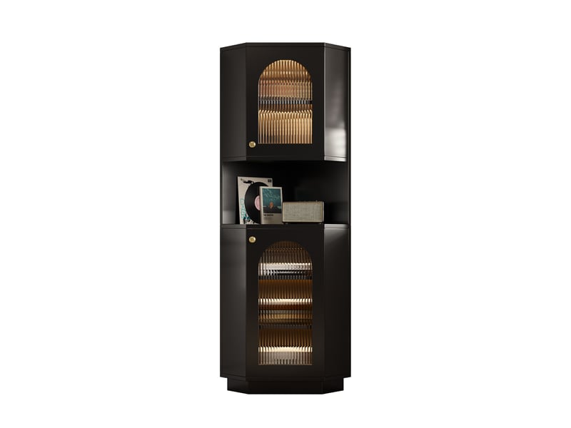  Armoire d'angle salle de bains avec bandeau lumineux noir 45 x 45 x 166.5 cm N656P350897B - Conforama A