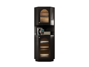 Armoire d'angle salle de bains avec bandeau lumineux noir 45 x 45 x 166.5 cm