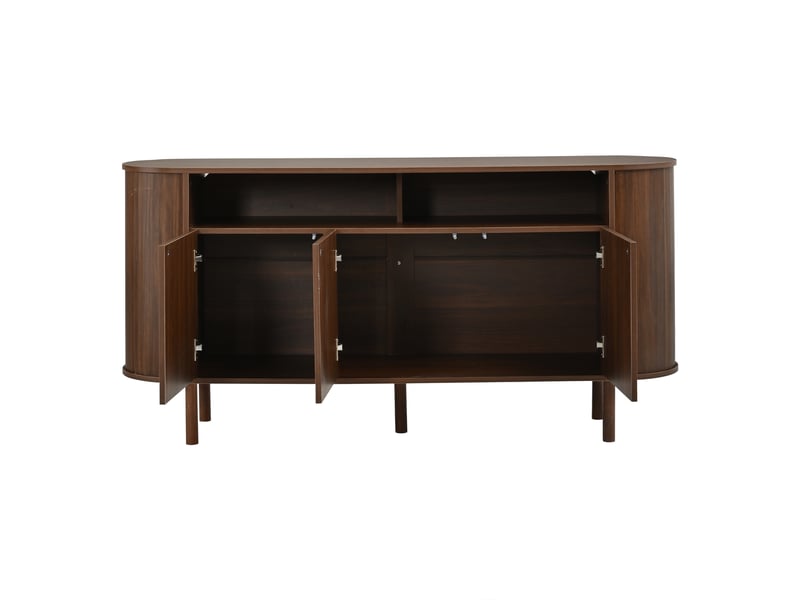 Buffet moderne aspect noyer avec portes et rangements ouverts, dimensions 160 × 40 × 78,5 cm, meuble de rangement pratique pour salon et séjour - Conforama E