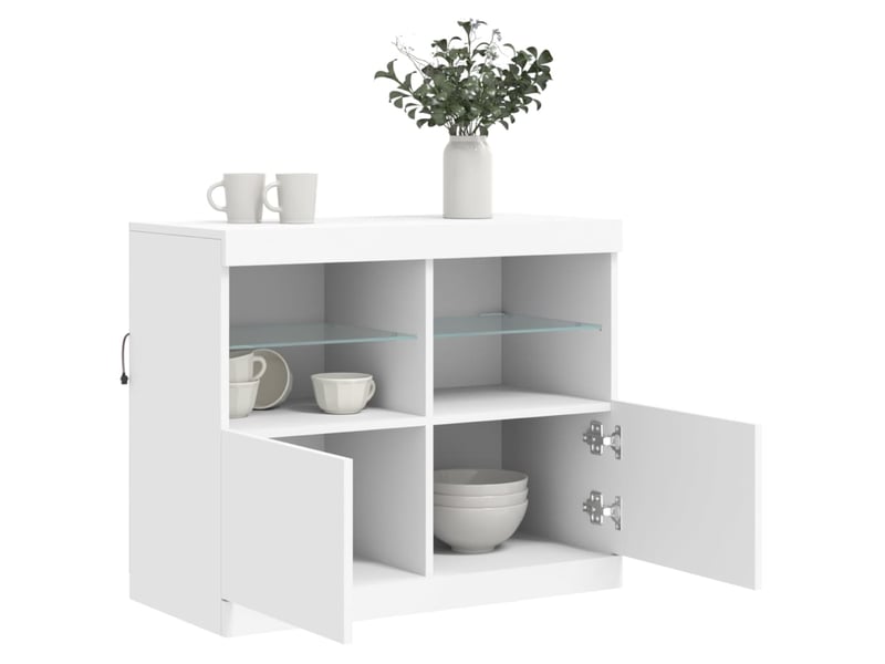Buffet - bahut - meuble de rangement avec lumières led blanc 81x37x67 cm - Conforama E