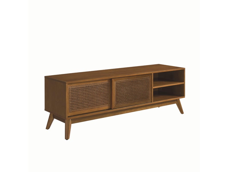  Meuble tv tcqpz 150 x 40 x 50 cm pour tv jusqu'à 65 pouces en bois et mdf coloris bois foncé  - Conforama A