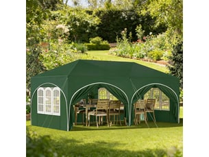 Gazebo 3x6 m vert avec 6 parois, hauteur réglable, déperlant, protection uv 50+