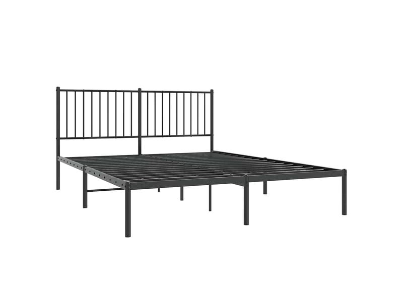  Lit double- lit adulte -  cadre de lit métal sans matelas et tête de lit noir 160x200 cm  - Conforama B
