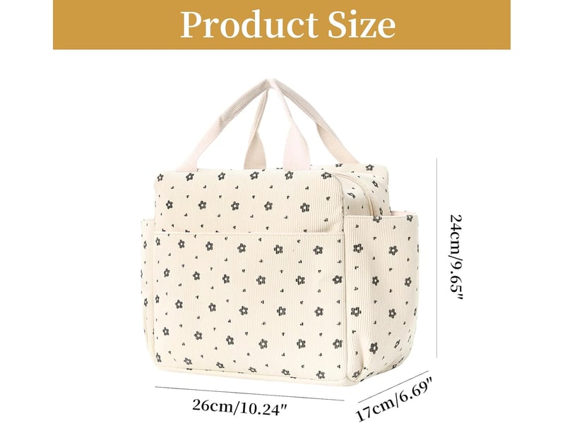  Velours côtelé sac isotherme repas femme, grande capacité sac lunch box, lunch bag isotherme avec de multiples poches, idéal pour le travail  - Conforama C