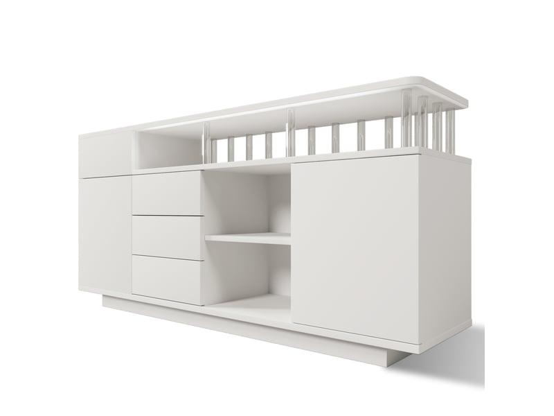 Buffet blanc led 160 × 40 × 75 cm, supports acryliques, 4 tiroirs, 2 portes IKSETERA TRADING LTD - Conforama W