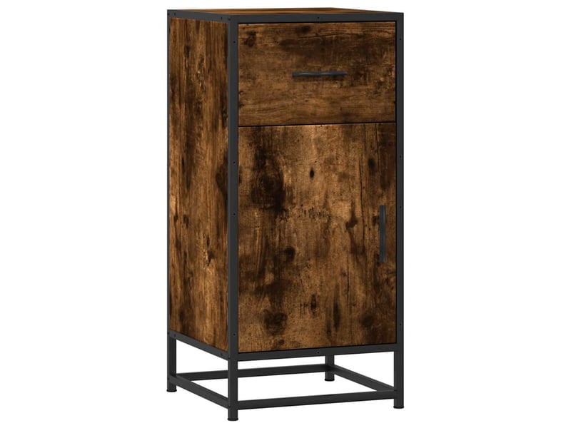  Buffet - bahut - meuble de rangement chêne fumé 35,5x35x76 cm bois d'ingénierie et métal  - Conforama A