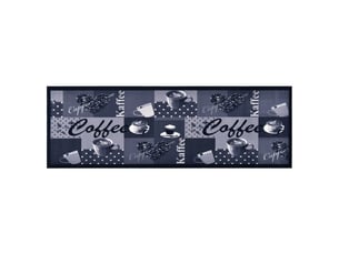 Tapis rectangulaire lavable cuisine couloir 300 x 60 cm antidérapant flexible en polyamide bleu café 02_0046530