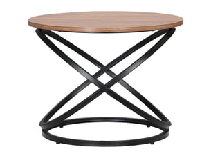 Table basse ronde | table de salon style industriel en métal noir et plateau en bois ø60x46h cm