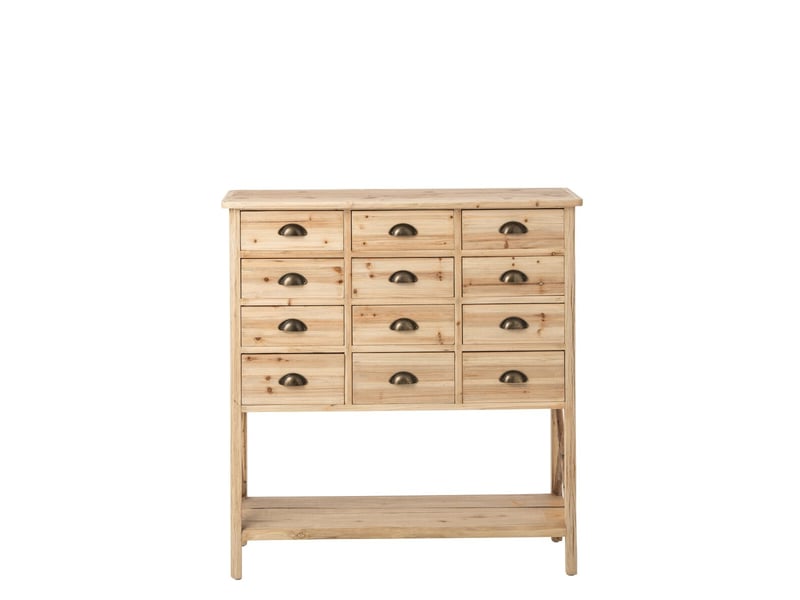  Console en bois 12 tiroirs chamonix 104cm naturel  - Conforama C