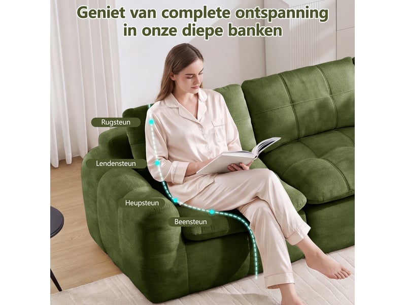 Canapé modulable 3 places sans structure en chenille vert - Conforama D