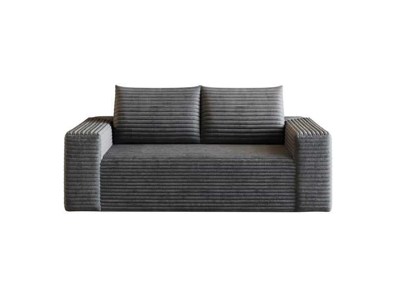 Canapé droit 2 places 180 cm en velours côtelé, assise profonde, mousse haute élasticité, sans montage, gris foncé IKSETERA TRADING LTD - Conforama A