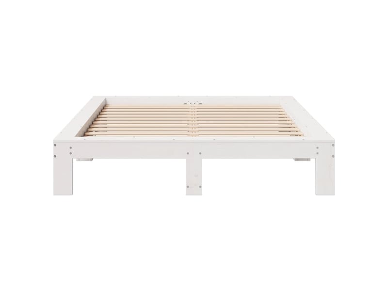  Lit double- lit adulte -  cadre de lit sans matelas blanc 140x200 cm bois de pin massif  - Conforama C