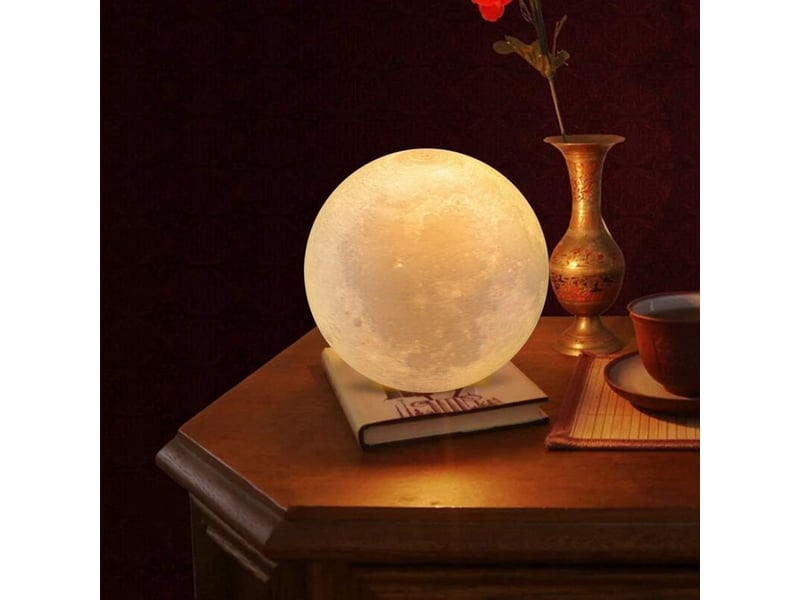  Lampe lune 3d, veilleuse led lampe luna tactile 3 couleurs, usb rechargeable veilleuse lune  - Conforama E