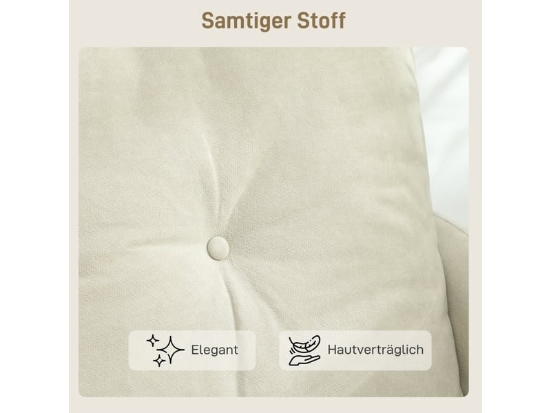  Canapé droit fixe 2 places en tissu beige 124 cm, mousse 16 cm et dossier capitonné, pour petits espaces  - Conforama E