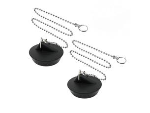 Bouchon d'évier universel avec chaîne, 2 pièces (diamètre de 4,1 cm à 4,6 cm, chaîne de 45 cm)