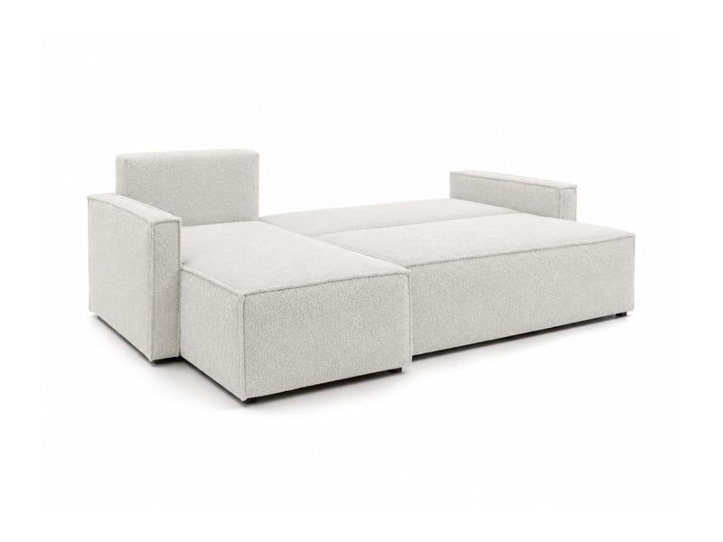  Farah - canapé d'angle reversible convertible 4 places accoudoirs slim en bouclettes texturées  - Conforama C