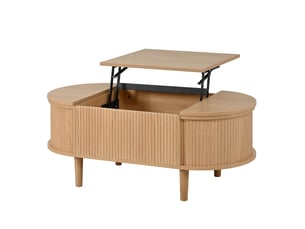 Table basse relevable ovale en mdf coloris chêne 100x48x53,5 cm - pangivo