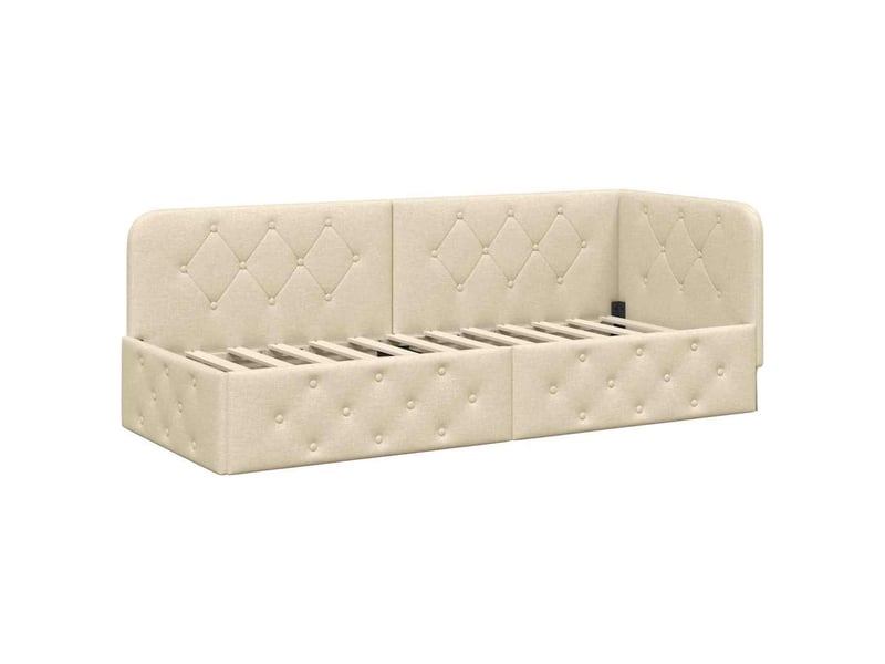  Lit simple- lit adulte -  cadre de lit d'angle crème 80 x 200 cm tissu  - Conforama A