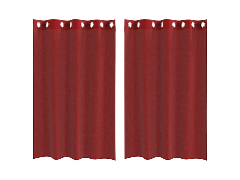  Lot de 2 rideaux en voile, voilages avec œillets rouge bordeaux cf44409  - Conforama A