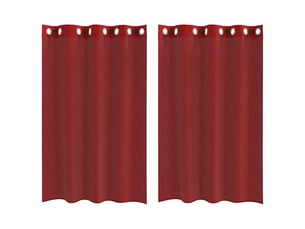 Lot de 2 rideaux en voile, voilages avec œillets rouge bordeaux cf44409