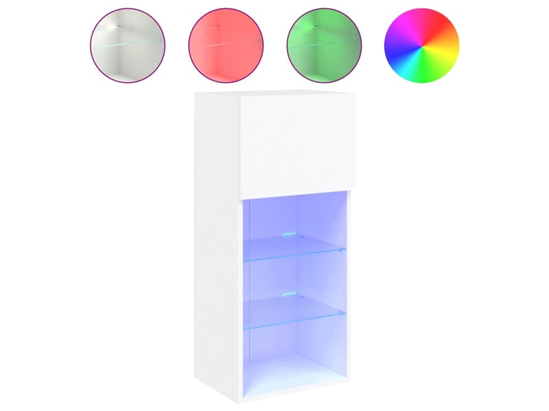  Meuble tv - banc tv - meuble de rangement avec lumières led blanc 40,5x30x90 cm  - Conforama A