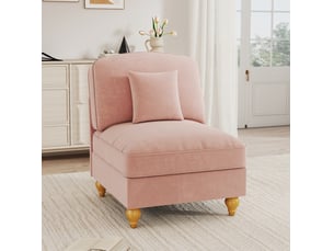 Windsor-sofa ohne armlehne chenille mit 1 kissen - rosa