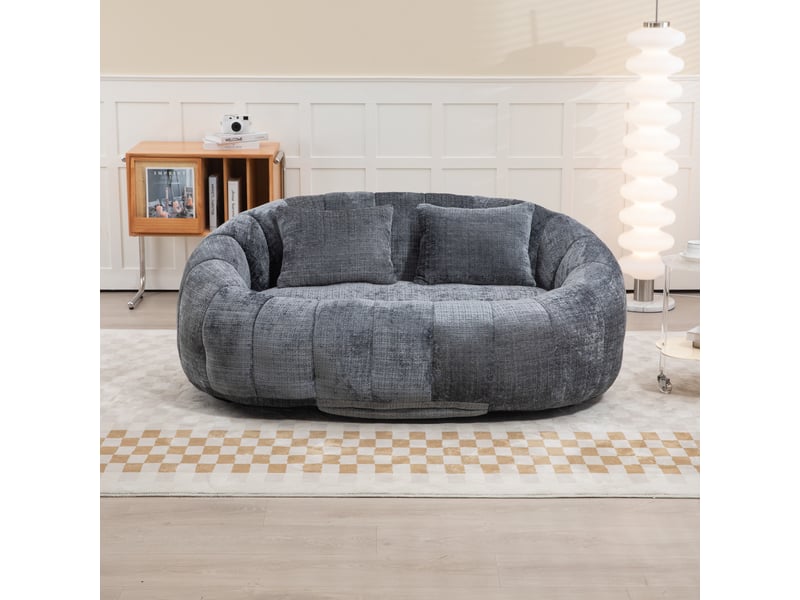  Canapé pouf modenvie 2 places en chenille gris 150 x 95 x 63 cm  - Conforama E
