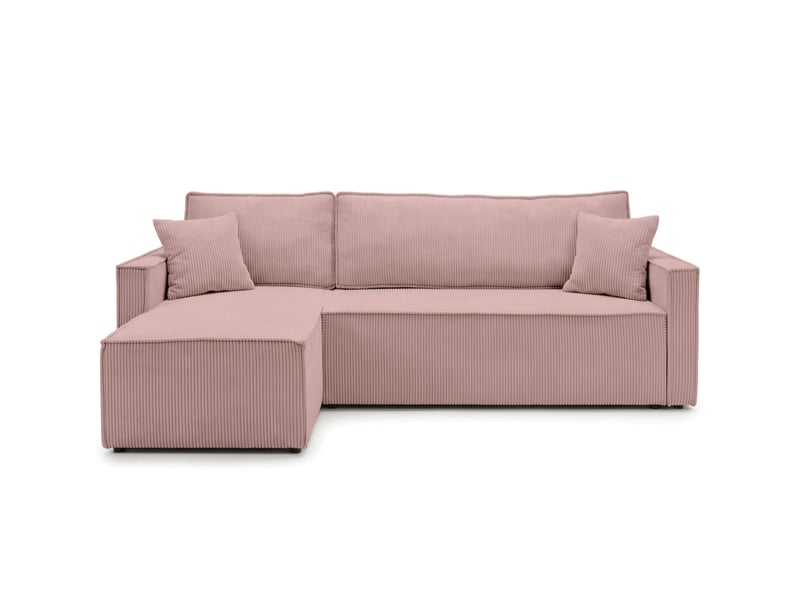  Farah - canapé d'angle reversible convertible 4 places accoudoirs slim velours cotelé  - Conforama E