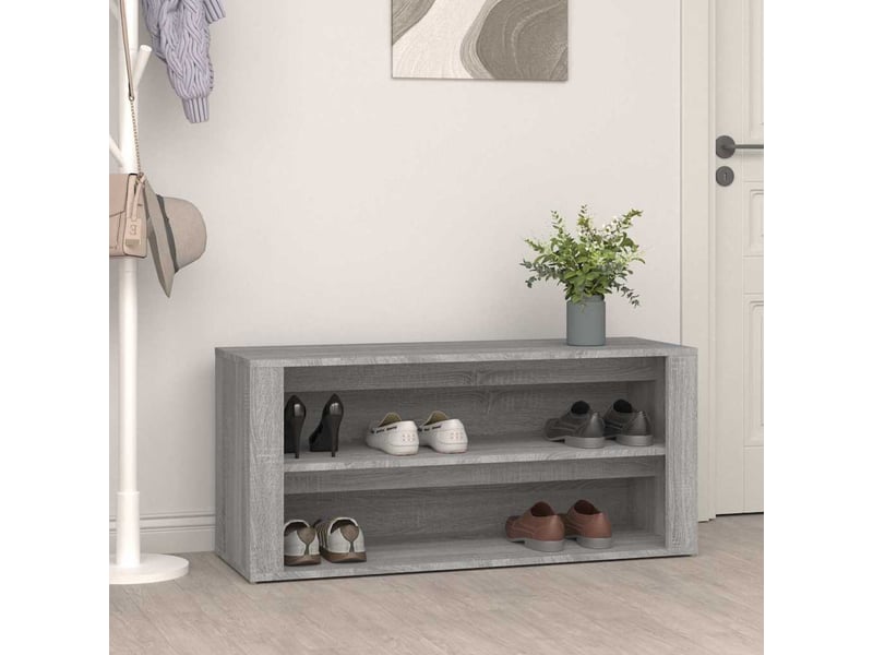  Meuble à chaussures, étagère à chaussures gris béton 100x35x45 cm bois d'ingénierie  - Conforama B