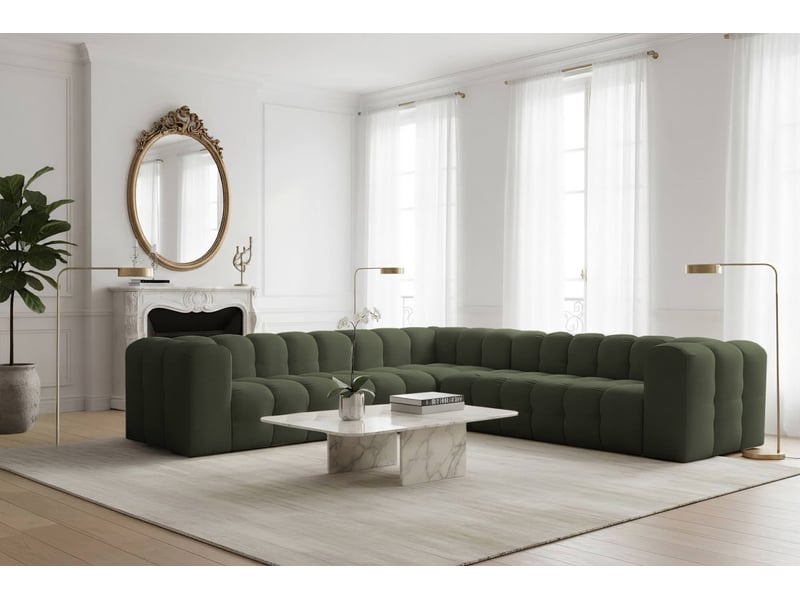  Canapé d'angle réversible miloe 6 places avec accoudoirs en velours - vert MILOE - Conforama B