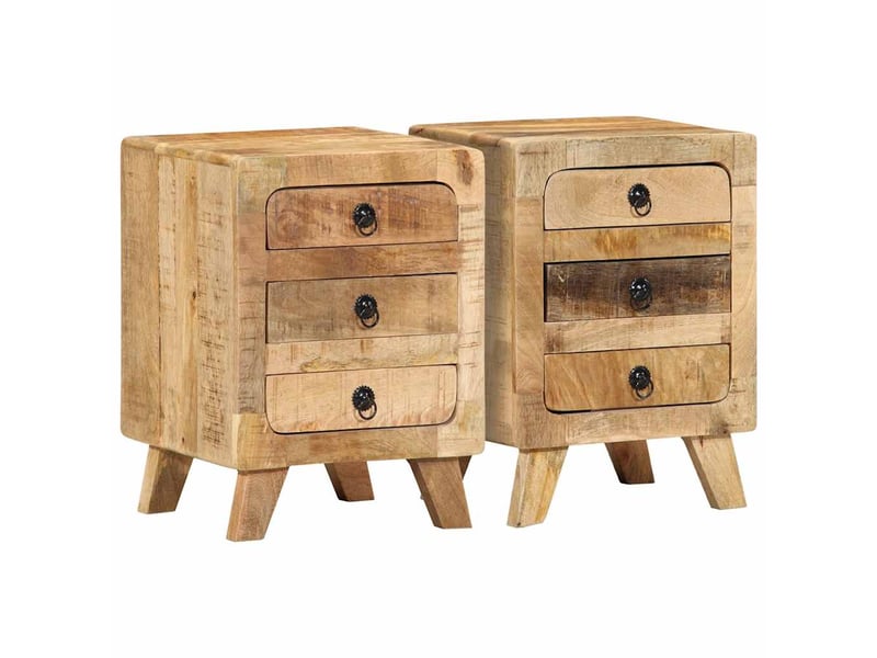 Lot de 2 table de chevet - cabinet de chevet - table de nuit 37x32x50 cm bois massif de manguier brut - Conforama B