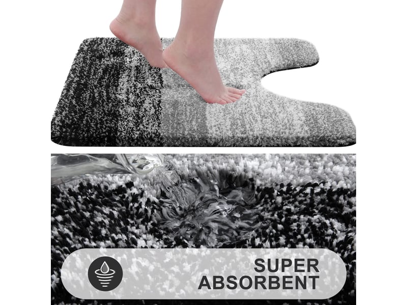  Tapis wc en u en microfibre antidérapant - 20 x 24 pouces - noir  - Conforama E