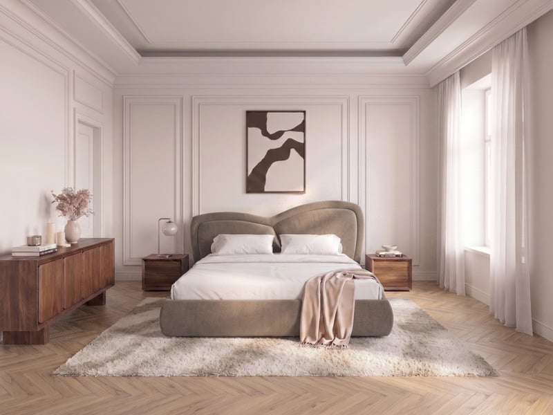  Bobochic lit bas daniela tissu velours lisse taupe 160x200 DANIELA - Conforama B