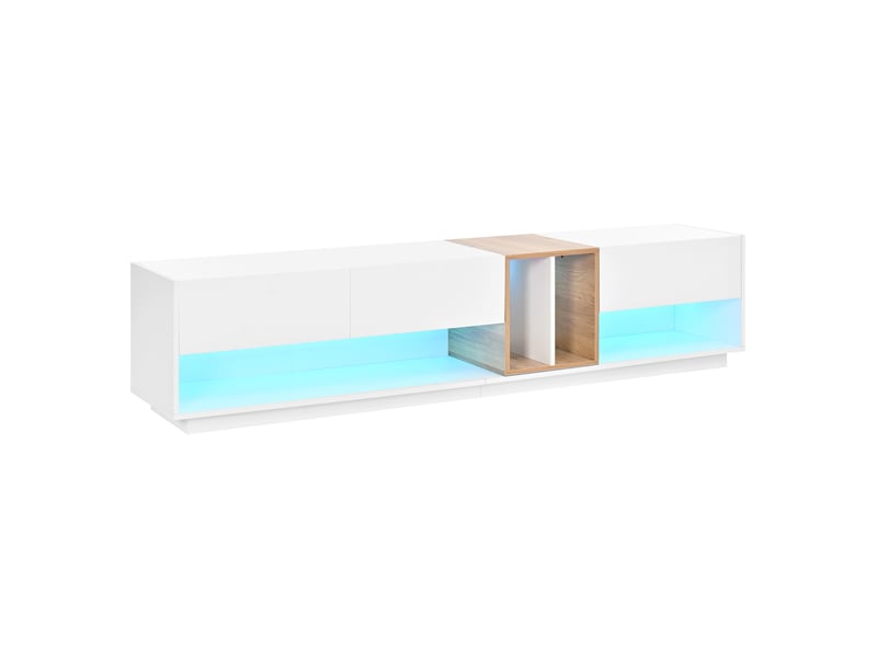  Meuble tv bas 190 cm, finition blanc, avec éclairage led  - Conforama A