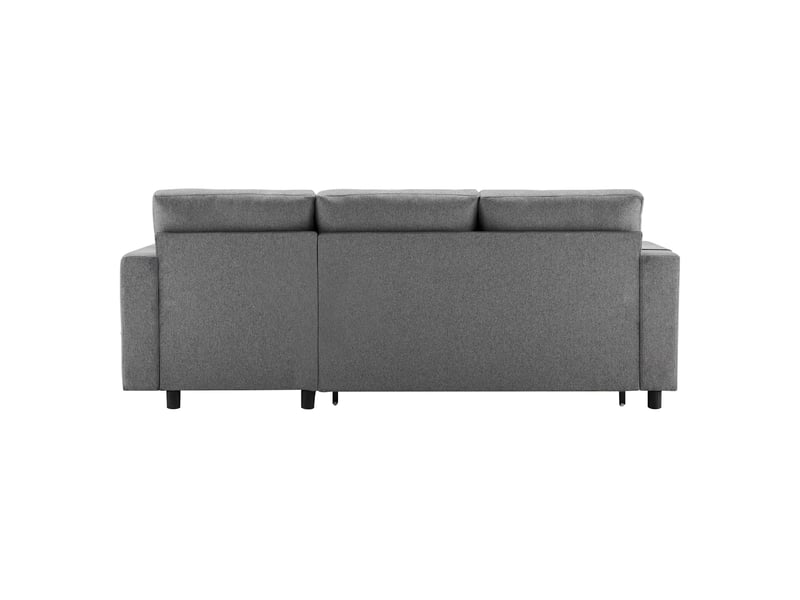 Canapé d'angle convertible 3 places en tissu gris foncé, méridienne réversible et rangement intégré - Conforama E