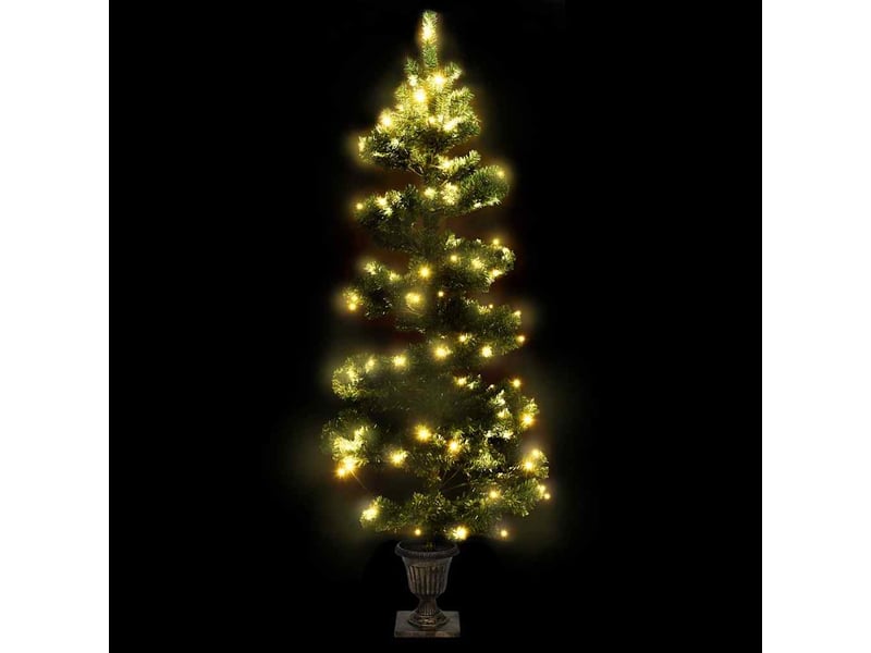  Arbre de noël, sapin de noël hélicoïdal pré-éclairé avec pot vert 120 cm pvc  - Conforama C