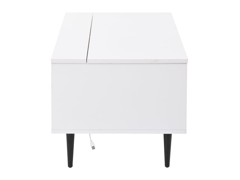  Table basse 105x50x43 cm relevable avec rangement et led panneau de particules blanche  - Conforama D