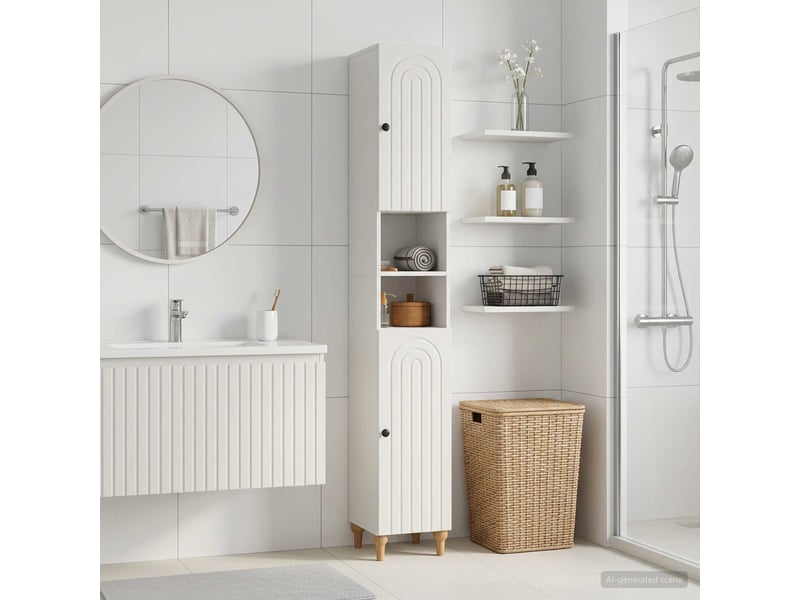  Colonne de salle de bain avec étagère ouverte alkmaar blanc  - Conforama B