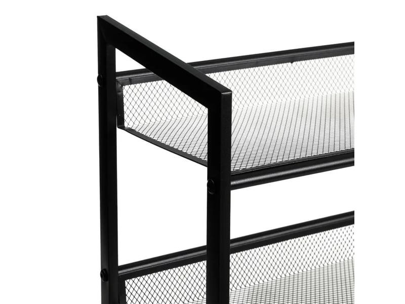 Etagère meuble à chaussures à 2 niveaux en métal grillagé noir,capacité 6 paires - longueur 64 x profondeur 23 x hauteur 39 cm  - Conforama D