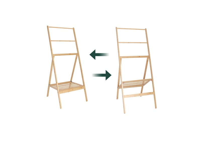  Porte-serviettes décoratif pliable pratique salle de bain 3 barres 85 x 30 x 30 cm en bambou naturel 13_0017758  - Conforama B