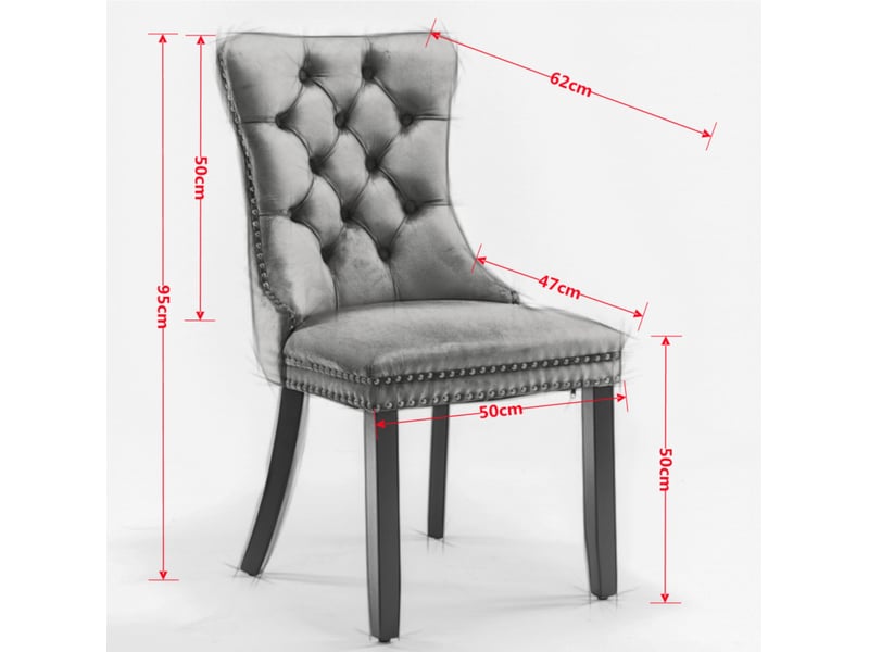 Lot de 2 chaises de salle à manger 62x50x95 cm, dossier haut capitonné, velours et bois, bleu et chromé - Conforama C
