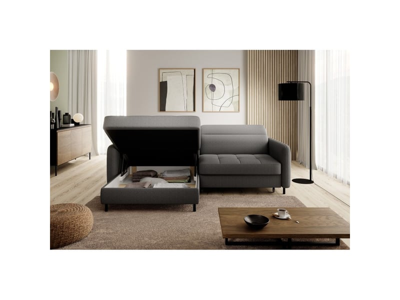 Canapé d'angle collection goumsi coloris gris foncé - Conforama D